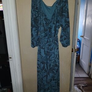 Ava & Viv Blue and Black Maxi Dress
